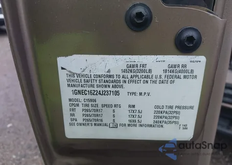 2004 Chevrolet Suburban 1500 Lt from USA, damaged, VIN 1GNEC16Z24J237105